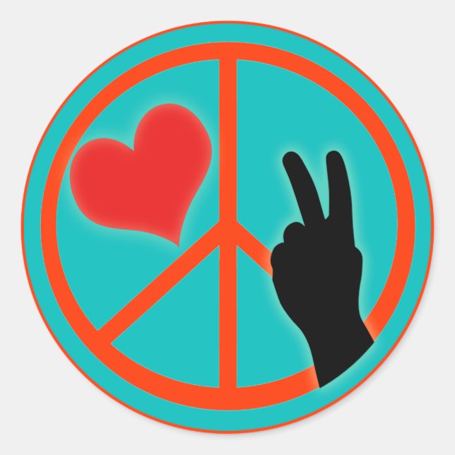 Adesivo Redondo Sinal de Paz Paz e Amor (Frente)