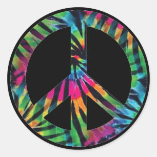 Adesivo Redondo Sinal de Paz Stickers - Design do Rainbow Hippy Hi