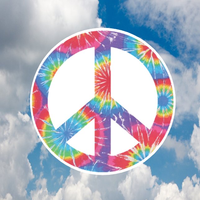 Adesivo Redondo Sinal de Paz Stickers - Design do Rainbow Hippy Hi (Criador carregado)