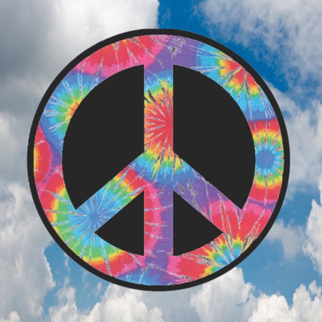 Adesivo Redondo Sinal de Paz Stickers - Design do Rainbow Hippy Hi (Criador carregado)