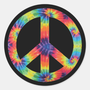 Adesivo Redondo Sinal de Paz Stickers - Design do Rainbow Hippy Hi