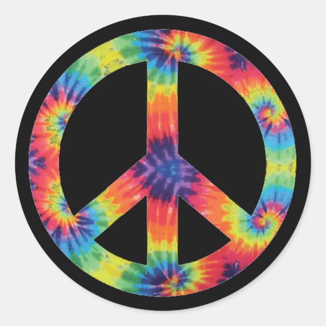 Adesivo Redondo Sinal de Paz Stickers - Design do Rainbow Hippy Hi (Frente)