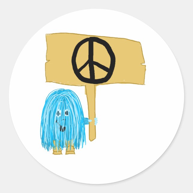 Adesivo Redondo Sinal de Paz Teal (Frente)