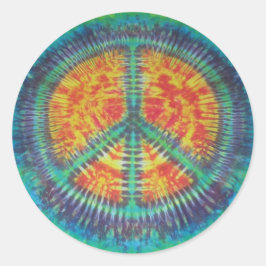Adesivo Redondo Sinal de Paz Tie Dye Sticker