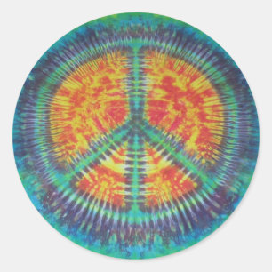 Adesivo Redondo Sinal de Paz Tie Dye Sticker