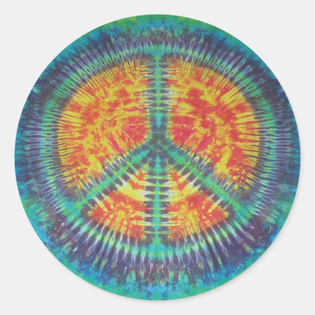 Adesivo Redondo Sinal de Paz Tie Dye Sticker (Frente)