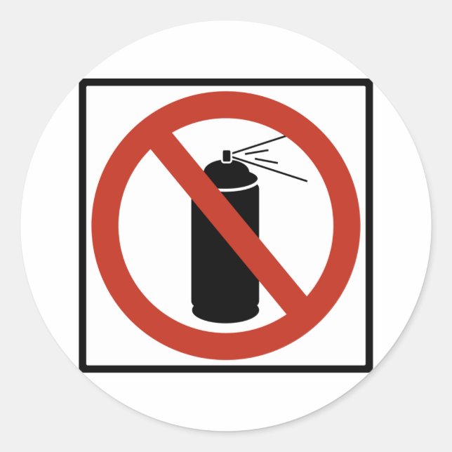 Adesivo Redondo Sinal de Proibição de Estrada de Aerossol (Frente)