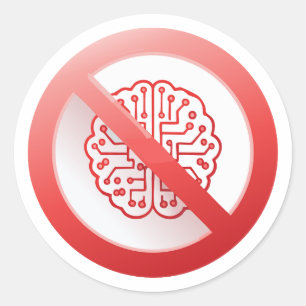 Adesivo Redondo Sinal de proibição de usar inteligência artificial