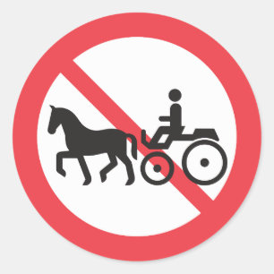 Adesivo Redondo Sinal de Proibido Veículos Puxados por Cavalos