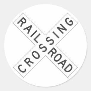 Adesivo Redondo Sinal de RailroadCrossing