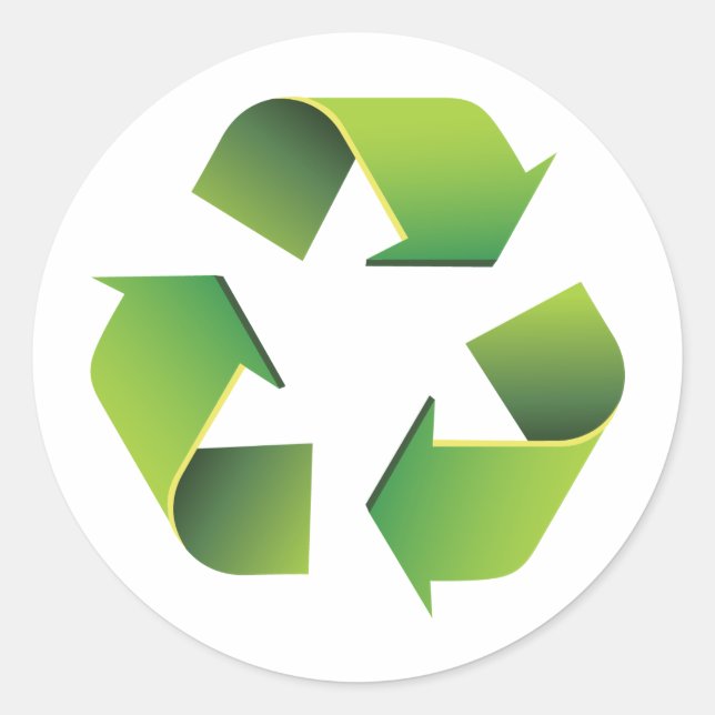 Adesivo Redondo sinal de reciclagem (Frente)