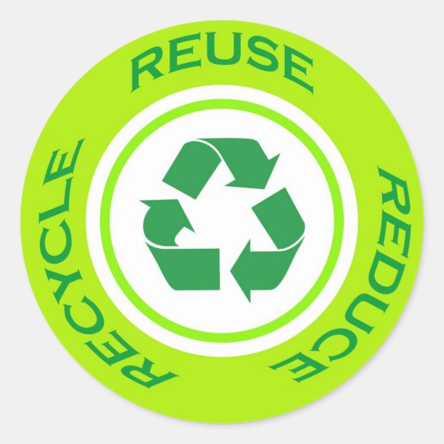 Adesivo Redondo Sinal de reciclar - Vinheta (Frente)