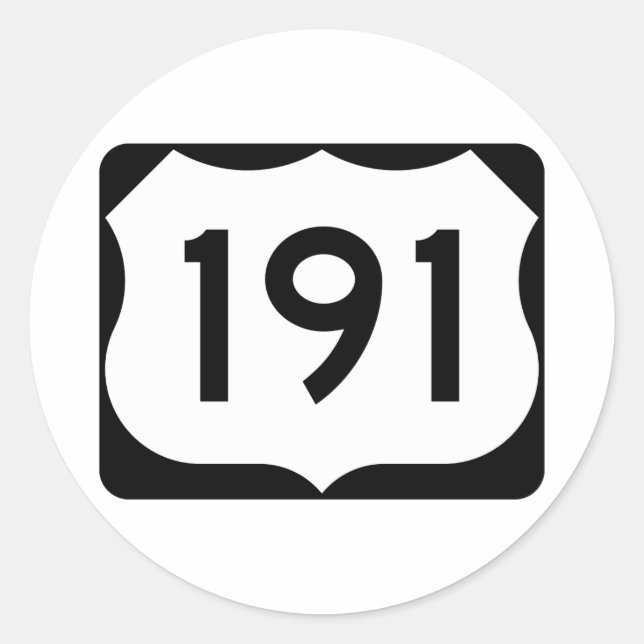 Adesivo Redondo Sinal de Rota 191 dos EUA (Frente)