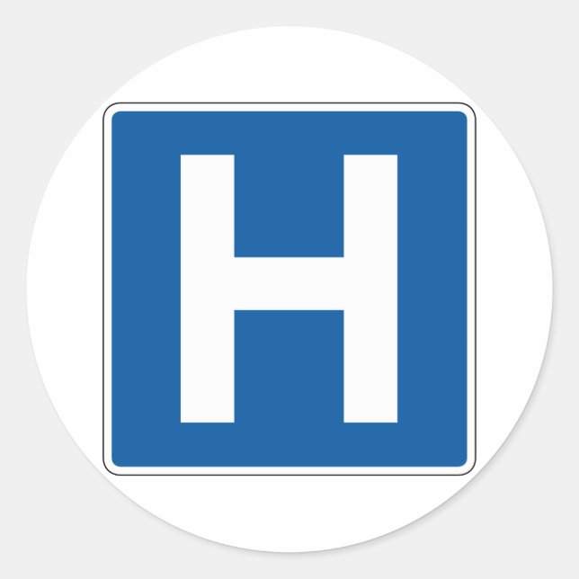 Adesivo Redondo Sinal de rua do hospital (Frente)