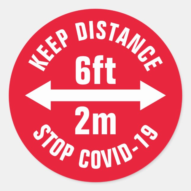 Adesivo Redondo Sinal de segurança social Covid19 (Frente)