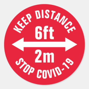 Adesivo Redondo Sinal de Segurança Social Sinal de Corona Vírus 