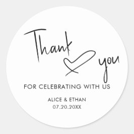 Adesivo Redondo Sinal de Senha Casamento Cardíaco Obrigado