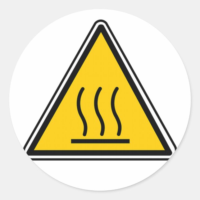 Adesivo Redondo Sinal de superfície quente (Frente)