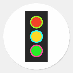 Adesivo Redondo Sinal de Tráfego Paragem-Cuidado-Ir Mod Interrompe