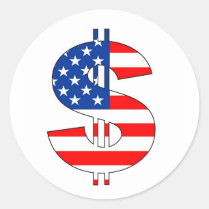 Adesivo Redondo sinal do dinheiro do símbolo do dólar dos EUA