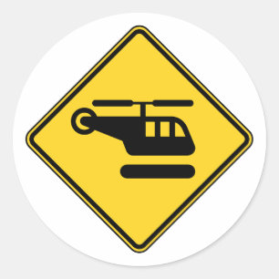 Adesivo Redondo Sinal do helicóptero do cuidado