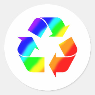 Adesivo Redondo Sinal do reciclar do arco-íris