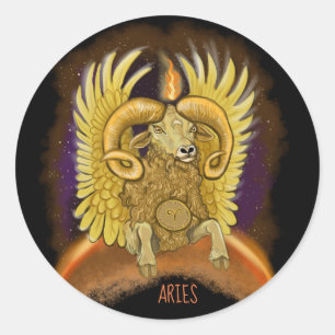 Adesivo Redondo Sinal do zodíaco do Aries