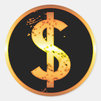 Adesivo Redondo SINAL DÓLAR Dourado