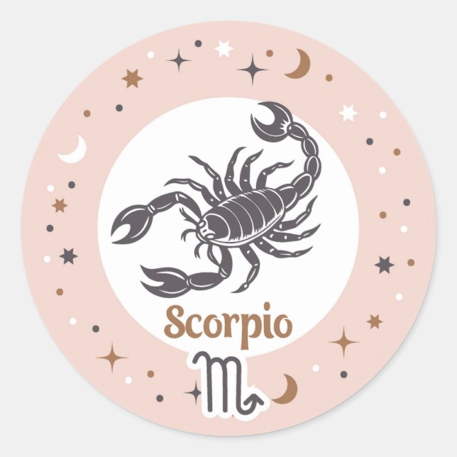 Adesivo Redondo Sinal Escorpião Zodiac (Frente)