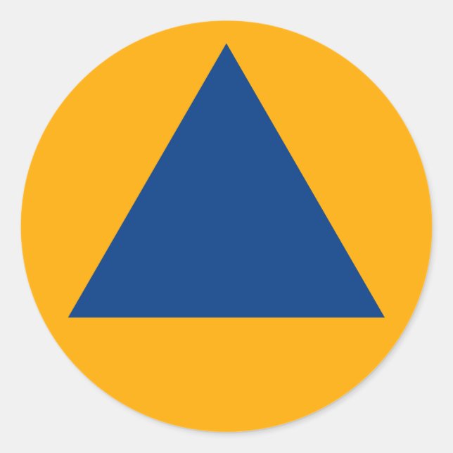 Adesivo Redondo Sinal internacional da rocha de defesa civil (Frente)