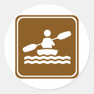 Adesivo Redondo Sinal Kayaking da estrada