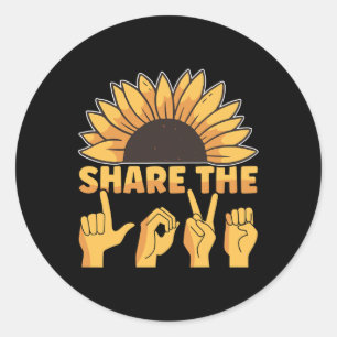 Adesivo Redondo Sinal Linguagem Americana ASL Compartilha Awarenes