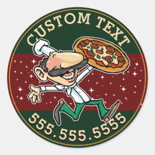 Adesivo Redondo Sinal Pizzaria de Entrega de Pizza TEXTO PERSONALI