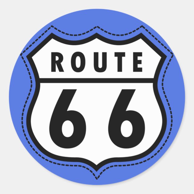 Adesivo Redondo Sinal Real Blue Route 66 Road (Frente)