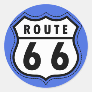 Adesivo Redondo Sinal Real Blue Route 66 Road