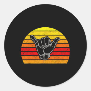 Adesivo Redondo Sinal Retro Shaka e Surf - Camisa Legal de Surfist