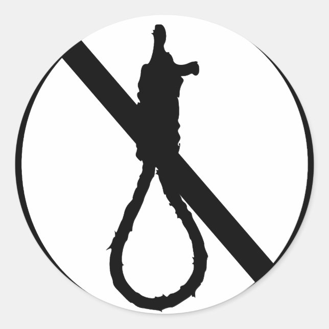 Adesivo Redondo Sinal Sem Pena de Morte (Frente)