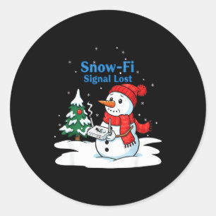 Adesivo Redondo Sinal Snow-fi Perdido Natal Divertido Boneco de Ne