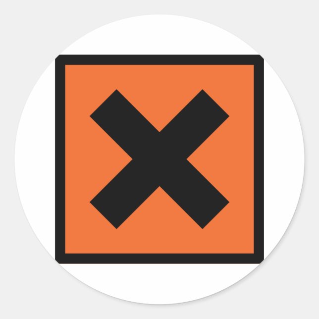 Adesivo Redondo sinal tóxico x químico (Frente)