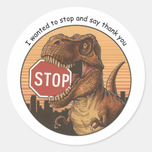 Adesivo Redondo sinal trex biting on stop