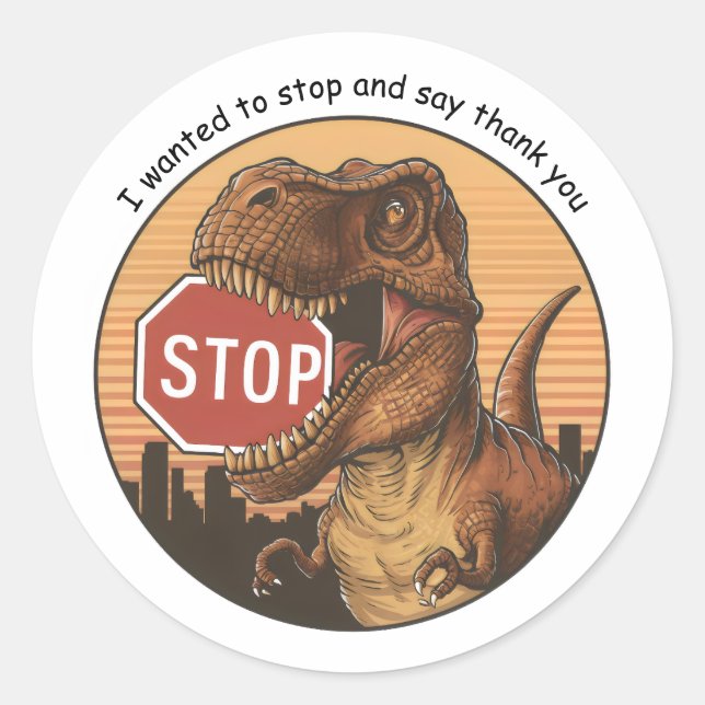 Adesivo Redondo sinal trex biting on stop (Frente)
