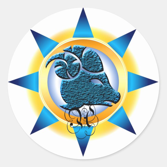 Adesivo Redondo Sinal Zodiac Aries - Presente Design (Frente)