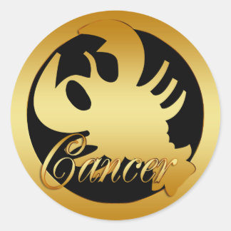 Adesivo Redondo SINAL ZODIAC DO CANCER Dourado