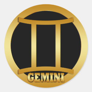 ADESIVO REDONDO SINAL ZODIAC DOURADO GEMINI