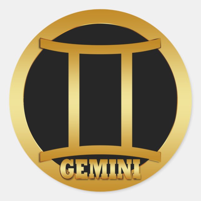 ADESIVO REDONDO SINAL ZODIAC DOURADO GEMINI (Frente)