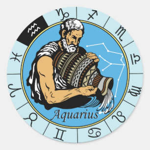 Adesivo Redondo sinal zodiaco astrológico aquário