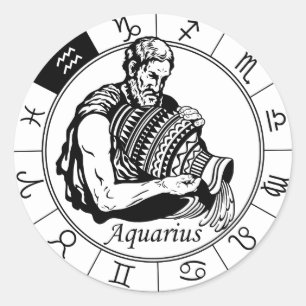 Adesivo Redondo sinal zodiológico astrológico aquário