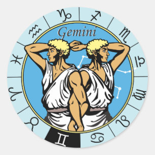 Adesivo Redondo sinal zodiológico astrológico gemini