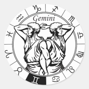 Adesivo Redondo sinal zodiológico astrológico gemini