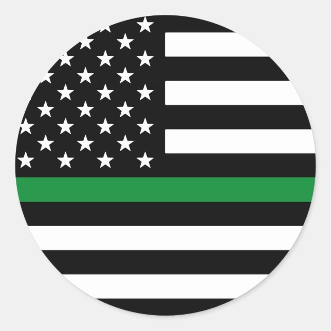 Adesivo Redondo Sinalizador Americano Thin Green Line (Frente)